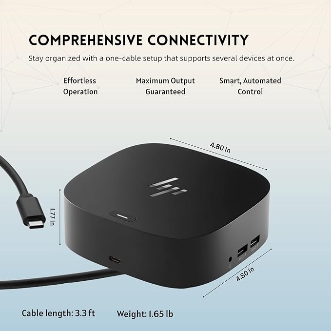 HP 5TW10AA 120W Docking Station for Laptop Dual Monitor USB-C G5 Dock with HDMI DisplayPort USB-C Cables (NEW)