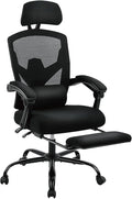 Ergonomic Reclining High Back Mesh Living Room Rocking Gaming Chair Computer Desk Swivel Rolling Lumbar Support Pillow (Black)