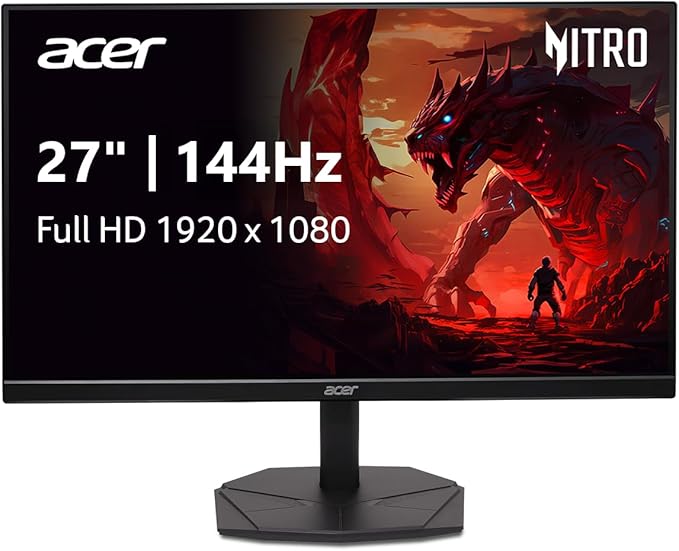 Acer Nitro 27” Gaming Monitor | Full HD 1920 x 1080 | IPS | ZeroFrame | AMD FreeSync | 144Hz Refresh Rate | 1ms (VRB) | sRGB 99% | 1 x Display Port 1.2 and 1 x HDMI 1.4 | KG271 P6bip
