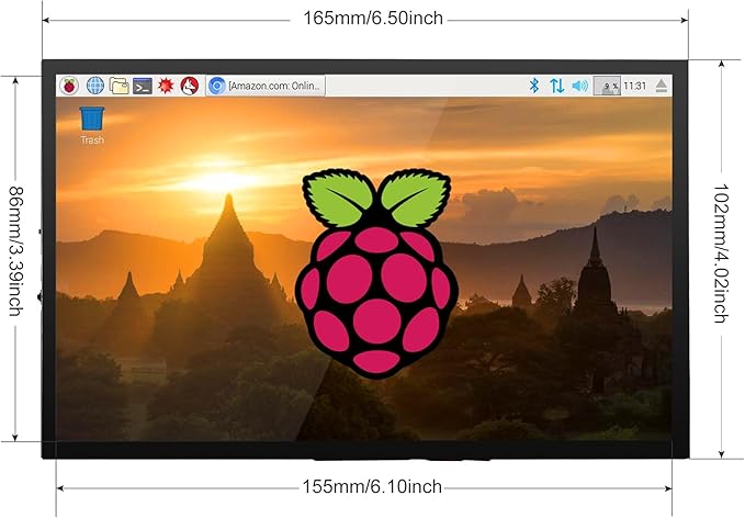 Touchscreen Monitor for Raspberry Pi 7'' IPS LCD Screen 1024 x 600 Smooth Touch Built-in Dual Speakers HDMI Input Compatible with Raspberry Pi 5/4/3/Zero Easy Set-up Driver-Free
