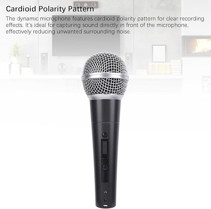 AMAKO Wired Dynamic Microphone:Cardioid Handheld Microphone Setfor Speakers Mixers and Amplifiersfor Clear Recording Effects (Black)