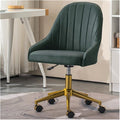 Adjustable Office Computer Chair with Armrest Home Bedroom Comfortable Computer Chair Lift Rotating Makeup(Green Titanium)