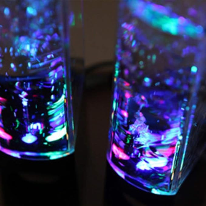 2PCS LED Light Speakers Dancing Water Music Fountain Light for PC Laptop for Phone Portable Desk Stereo Speaker White
