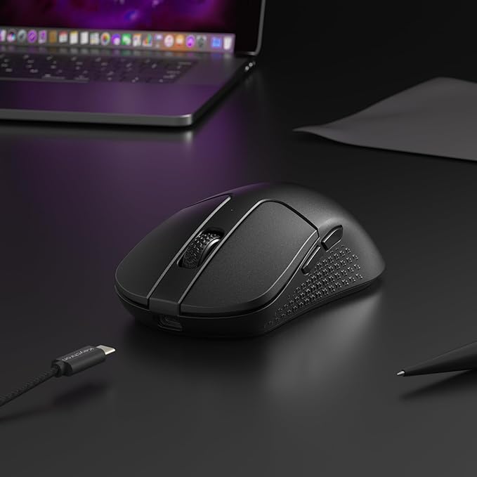 Keychron M3 8K Wireless Mouse PixArt 3950 Sensor Launcher WEP 30000 DPI Supports 2.4 GHz/Bluetooth 5.3 79g Ultra-Light Ergonomic Design Up to 140 Hours Using for PC Mac Laptop - Black