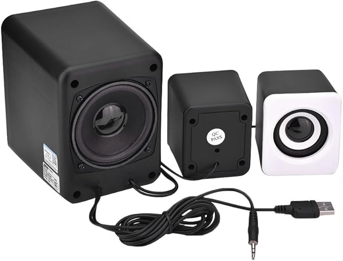 Bewinner SADA D-202 Mini USB 2.1 Wired Combination Speaker Bass Music Subwoofer for Desktop Laptop Notebook Tablet PC Smart Phone (White)