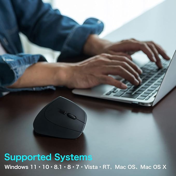SANWA Wired Ergonomic Mouse Silent Click Vertical Computer Mice 3 Programmable Buttons Optical Ergo Mouse Reduce Wrist Strain 1000/1600 DPI Compatible wtih Mac Windows Laptop PC