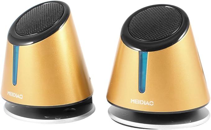 Pair Portable Table Stand 3.5mm USB 2.0 Laptop Mini Speaker Yellow