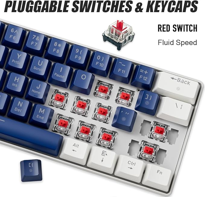 abucow 60% Mechanical Gaming Keyboard Red Switch Wired Compact Keyboard Anti-Ghosting No-Conflict 61