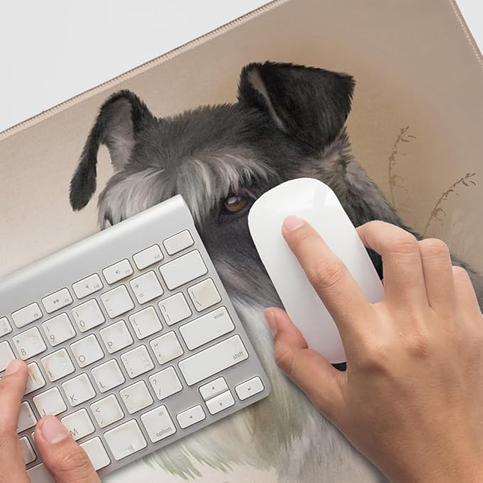 Schnauzer Dog Breed Large Gaming Mouse Pad Desk Mat with Stitched Edges Non-Slip Base for Gamer Home and Office