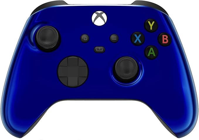 Custom Controllerzz Wireless Controller for Microsoft Xbox Series X/S &amp Xbox One - Custom Soft Touch Feel - Custom Xbox Series X/S Controller (X/S Blue Chrome)