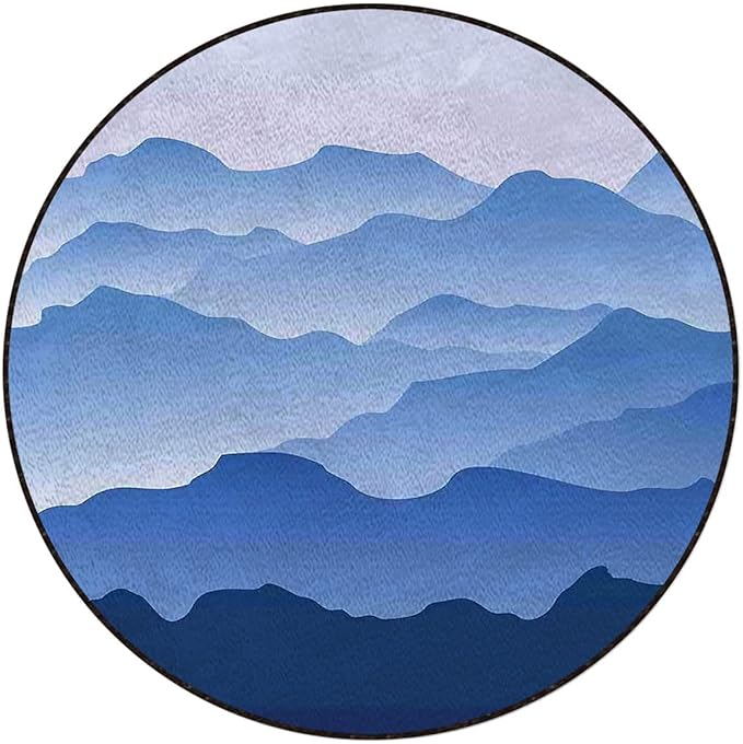 Gaming Chair Mat for Hardwood Floor Anti-Slip Floor Protector Game Controller Rubber Gaming Computer Chair Mat Mountain Nature Theme a BlueDiameter 39 in