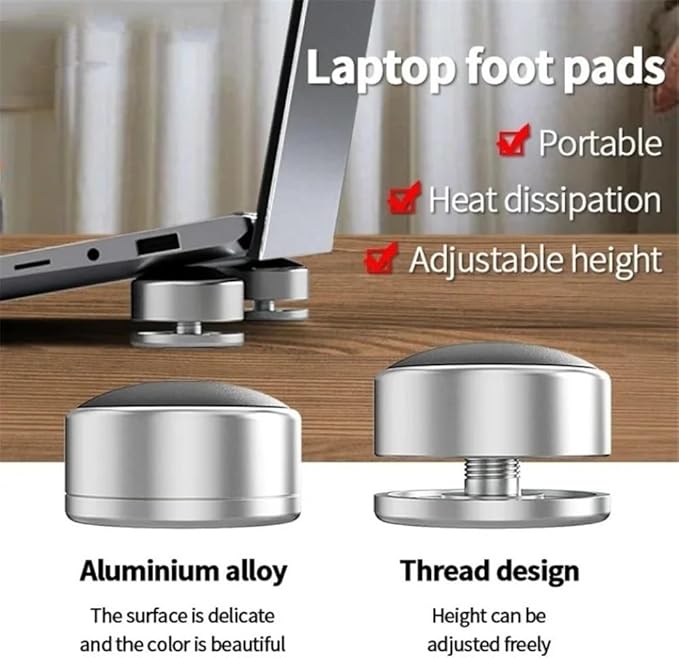 Laptop Stand Aluminum Portable Laptop Cooler Ball Stand Adjustable Invisible Laptop Cooling Foot Pad Desk Accessories