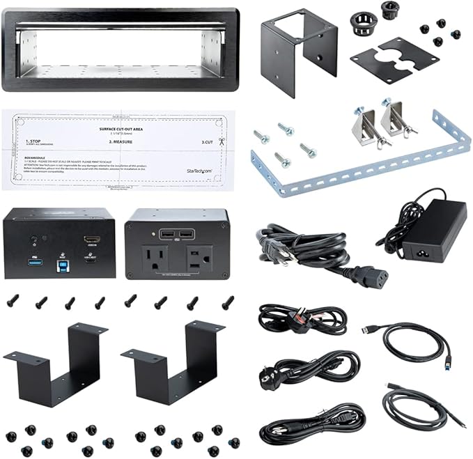 StarTech.com Conference Room Docking Station with Power/Charging Table Connectivity Box Universal USB-C Laptop Dock 60W PD 4K HDMI USB Hub Audio 2X AC Outlets 2xUSB Charge Ports TAA