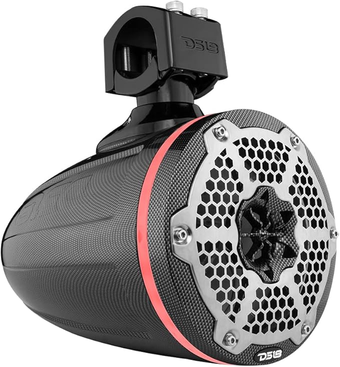 DS18 CF-X6TP.NS 6.5 Marine Tower with Integrated RGB LED Lights No Speakers Black Carbon Fiber (Single)