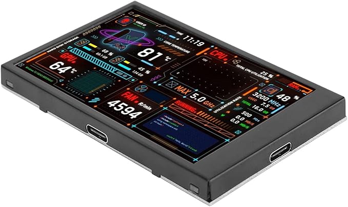 VBESTLIFE 3.5inch Computer Temp Monitor USB C PC Mini Sensor Panel Display for aida64 PC CPU Data Temperature Monitor Computer Case Secondary Screen