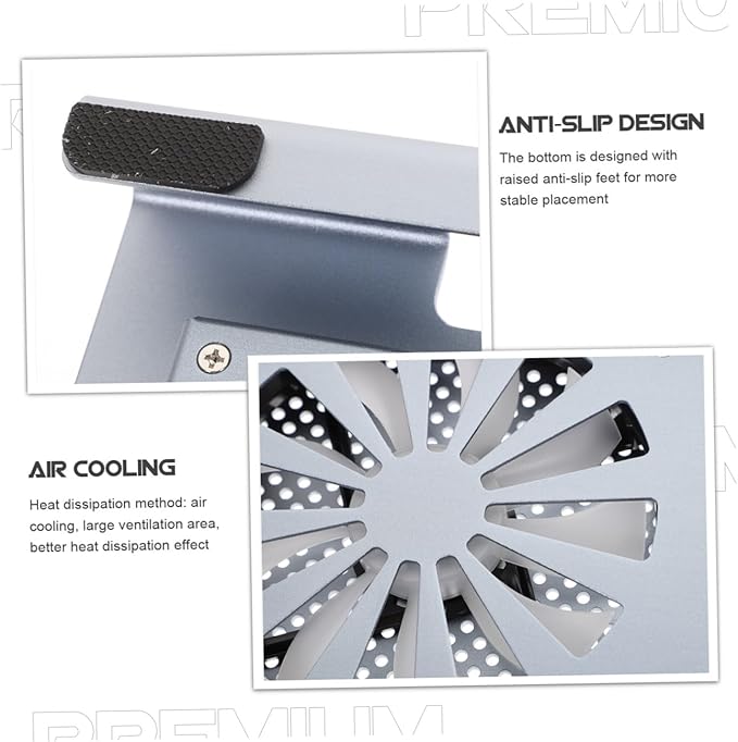 Aluminum Alloy Laptop Cooling Pad with RGB LED Fan Ventilated Support Stand for Gaming Laptops USB Powered Cooler Suitable for Portable Use Gray