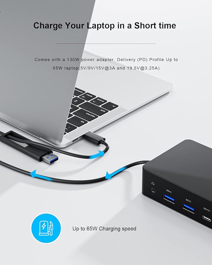 D6000 Universal Docking Station USB 3.0 and USB C Single 5K or Triple 4K Display Docking Station with Two DisplayPort and HDMI for Windows and Mac (1HDMI 2DP 1Audio 4USB3.0 1USB C 1Speaker Out)