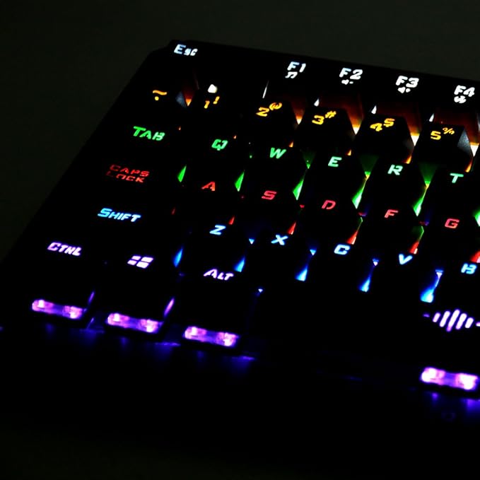 Gaming Mechanical Keyboard LED Backlit 104 Keys USB Wired Blue Switches Black