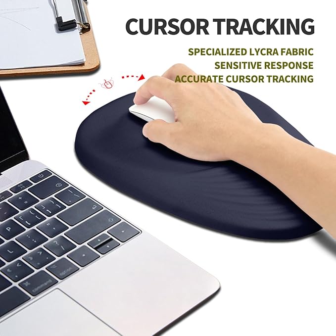 Hokafenle Ergonomic Mouse Pad Wrist Support Terraced Slope Carpal Tunnel Wrist Pad for Mouse with Unibody Memory Foam Wrist Rest Pain Relief Mousepad (Dark Blue 11.8x7.9 in)