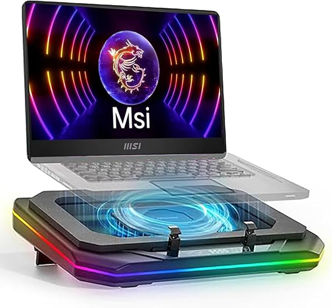 Cooling Pad for Msi GT70 Dominator Gaming Laptop Cooler with Powerful Turbo Cooling Fan Can Fast Cooling CPU+GPU 40°C Variable Speed6 RGB Light