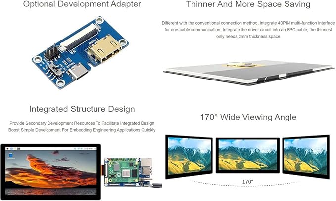 7inch 1024x600 IPS Integrated Display Supports Raspberry Pi 4B/3B+/3B/2B/B+/A+/Zero/Zero W/WH/Zero 2W and Jetson Nano and Windows PC (with Touch) @XYGStudy (70H-1024600-IPS-CT-A)