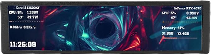 PUSOKEI 9.2 Computer Temp Monitor PC Case Sensor Panel Support Dynamic Video Theme CPU RAM HDD Data Temperature Display IPS USB C Secondary Screen for 10/11 (Black)