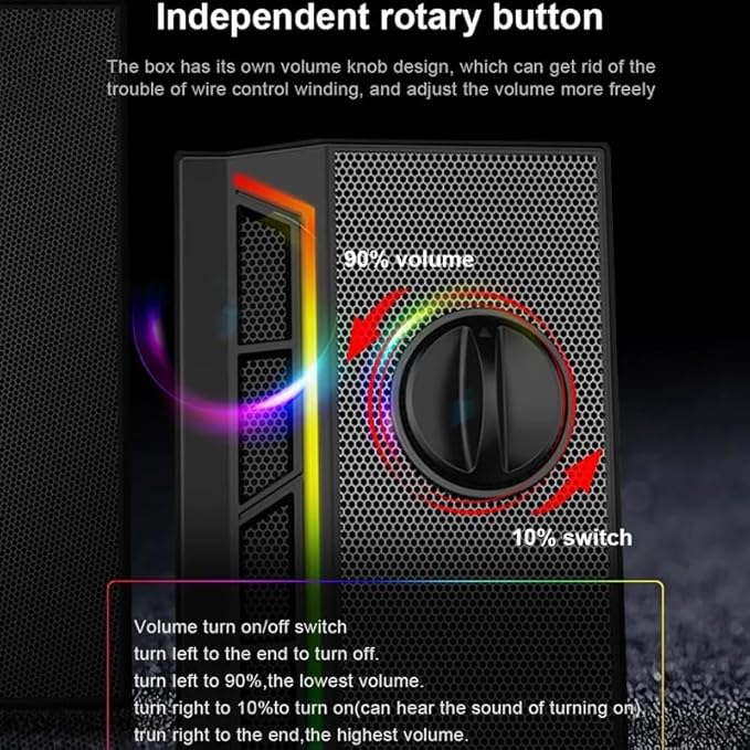 3.5mm Aux 2.0 Stereo Surround Music RGB Gaming Speakers Sound Bar for Computer Desktop PC Loudspeakers