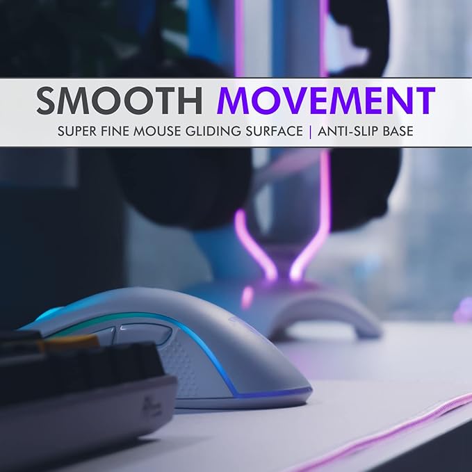 Tilted Nation Bone White Gaming Mouse Pad RGB - Large LED Mousepad - LED Desk mat with 8 Adjustable Light Modes - Non Slip Rubber Base Easy to Clean Water Proof Surface Mat for Keyboard and Mouse