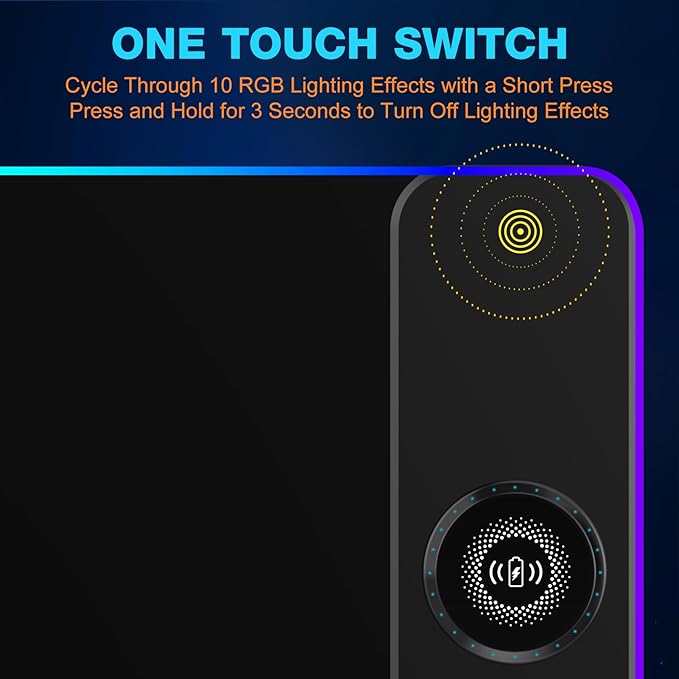 TARKARI Magnetic Wireless Charging RGB Mouse Pad Large Gaming Desk Mat 31.5x11.8 Waterproof Mousepad Ultra-Smooth Surface Non-Slip Rubber Base Desk Pad for Keyboard Laptop