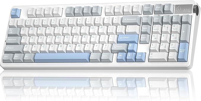 LEOBOG A98-96% Mechanical Keyboard Wireless Tri-Mode BT5.0/2.4GHz/USB-C Creamy Keyboard with Number Pad Gasket Structure Hot Swappable Custom Gaming Keyboard RGB Backlit with Knob for PC