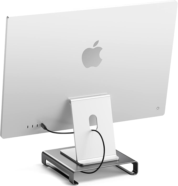 SATECHI Type-C Aluminum Monitor Stand Hub with USB-C Data USB 3.0 Micro/SD Card Slots &amp 3.5mm Headphone Jack - for Apple Studio Display iMac iMac Pro (Space Grey)