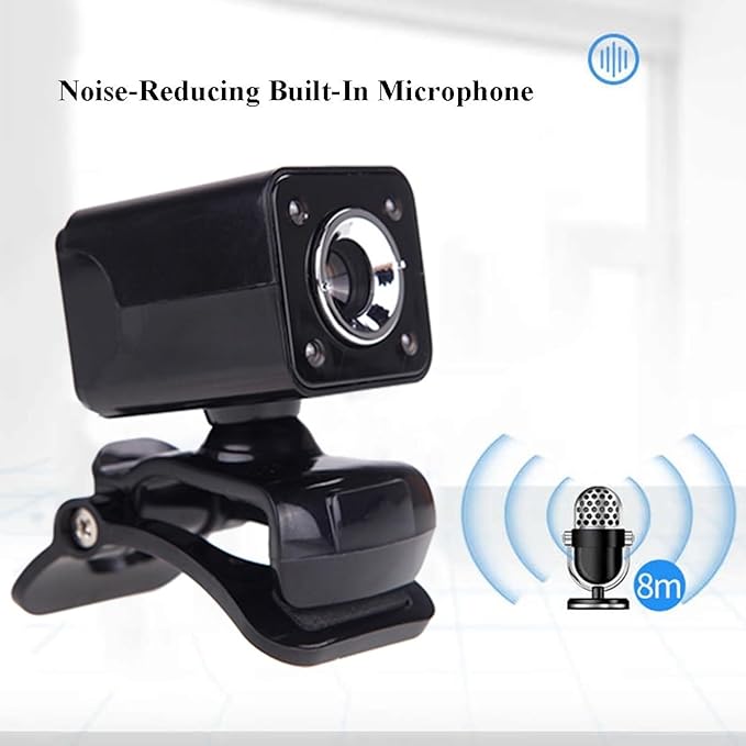GIZNXBA Webcam with Microphone and Light 480P Streaming Webcam Auto Focus HD Light Correction Noise-Canceling Microphone for Creators Podcasters Meetings(Black)