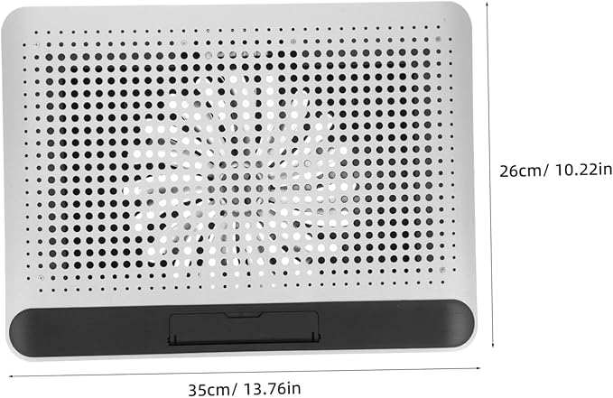 Laptop Cooler Base with Quiet Dual Fans Aluminum Alloy Cooling Pad for Laptops Up to Skid Stand with Six Angle Ergonomic Support Silver Computer Cooling Fan for Desk and Home Use