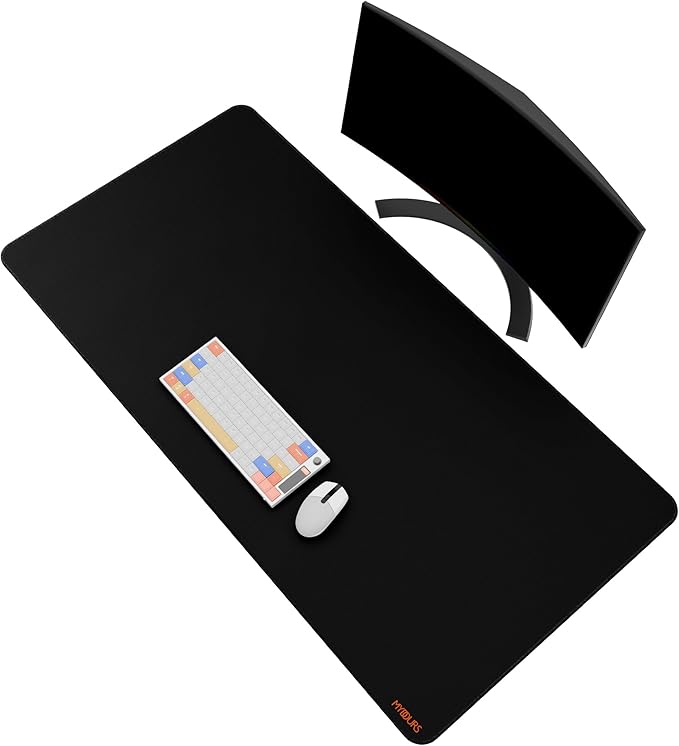Mydours 48 x 24 Large Gaming Mouse Pad Oversized Keyboard Mouse Mat with Stitched Edge XXL Non-Slip Rubber Base Computer Mousepad for Full Desk Extended Desk Mat for Gamer Office &amp Home Bla