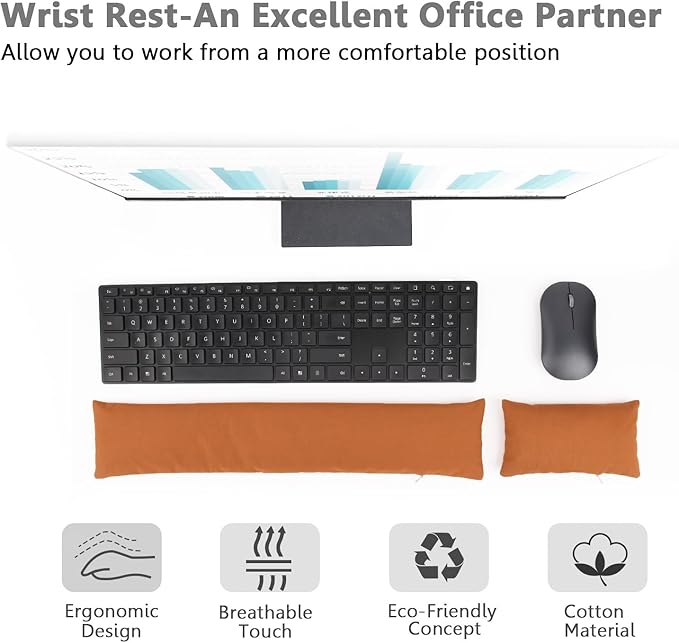Keyboard Mouse Wrist Rest Bean Bag Set Ergonomic Wrist Rest for Keyboard and Mouse Filled Ergo Beads for Laptop Desktop Computer (Keyboard and Mouse Wrist Support Set)