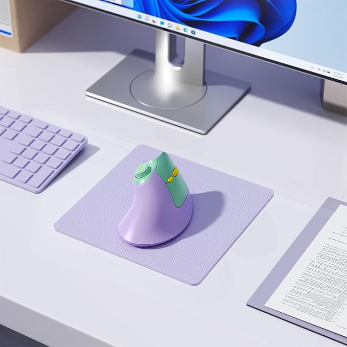 seenda Ergonomic Mouse Rechargeable USB+Dual Bluetooth MOU-302 Vertical Wireless Mouse with Volume Knob Quiet Clicks Multi-Device Cordless Mice Compatible for Windows PC Laptop Mac OS