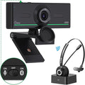 Gsou Webcam with Headset and Microphone 1080P Webcam with Privacy Cover Plug and Play Web Camera for Desktop Computer Zoom Meetings Audio Bluetooth only for Headset