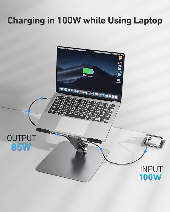 BENFEI Laptop Stand with USB C 6in1 Docking Station HDMI 4K@60HzGigabit Ethernet 100W Power Delivery 10Gbps 1*USB C 3.2 and 2*USB A 3.2 Compatible with MacBook Pro/Air iPad Pro XPS Thinkpad