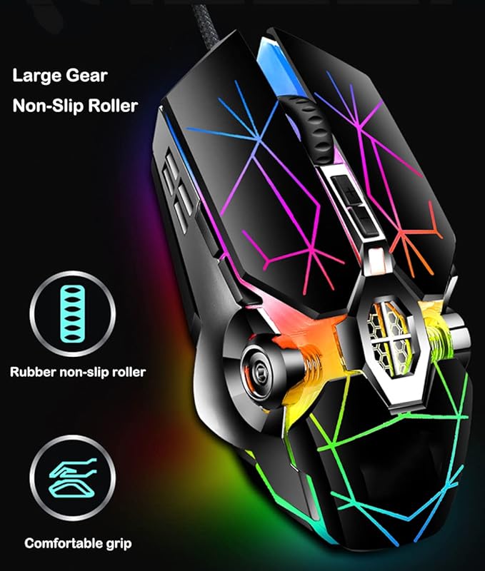 Retro Typewriter Mechanical Keyboard and Mouse Combo Black with Blue Switch and 9 True RGB Backlight Modes Cool Light Up for Gaming Work Mac PC Windows