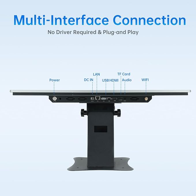 23.8-inch Android 12 POS Touchscreen Monitor with Stand16:9 Display 1920 x 1080PWiFi &amp BTBuilt-in SpeakersRK3588 8GB RAM &amp 128GB ROMSuitable for Restaurant RetailBar &amp Small Busines