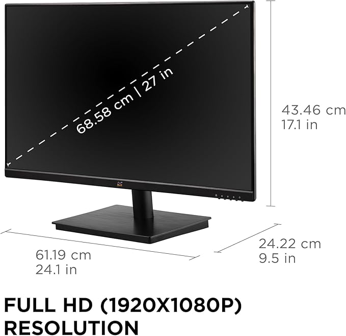 ViewSonic VA2709M 27 Inch IPS Full HD 1080p Monitor with 100Hz Thin Bezels Eye Care HDMI VGA Inputs for Home and Office
