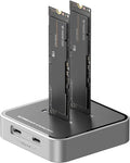 MiliPow Dual Bay M.2 NVME SATA SSD Enclosure USB 3.2 10Gbps HUB PCIE NVMe Docking Station Up to 16TB Plug and Play with M.2 SSD Storage Case