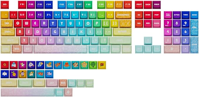 PBT keycaps Keycaps 133PCS Rainbow Keycaps XDA Profile Full Set Keycap DyeSubbed Thick PBT Caps for Gaming Mechanical Keyboard