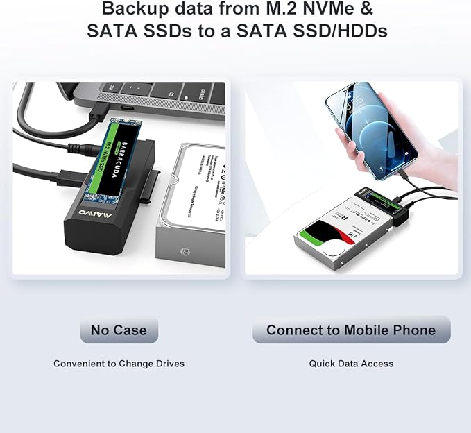 MAIWO NVMe SATA M.2 to SATA 2.5'' 3.5'' Hard Drive Enclosure USB-C 10Gbps Hard Drive Reader Tool Free PCIe NVMe NGFF SATA&ampM.2 Adapter Converter Supports Any Sizes M.2 &amp 2.5''/3.5''