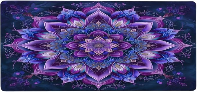 Purple Mandala Flower Floral Large Mouse Pad Gaming Mousepad Desk Mat for Desktop Computer Keyboard Waterproof Mouse Mat Desk Pad with Non-Slip Base for Game School Office Home 35.4 x 15.7