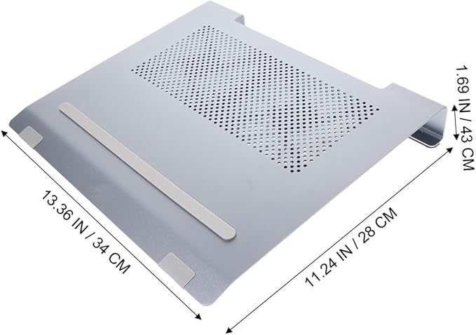 NOLITOY Aluminum Alloy Laptop Cooling Pad Stand with Fan for Notebooks to 17.3 Inch Quiet Laptop Cooler Base Rack for Home and Office Use Gray