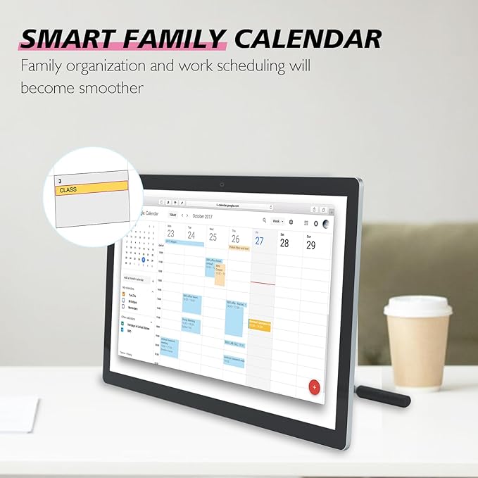 Large Touchscreen Monitor Digital Electronic Calendar Downloadable APP10-Point Touch16:9 Display Android 13 with 8GB RAM &amp 128GB ROMPerfect for Office Business and Home (27 inch)