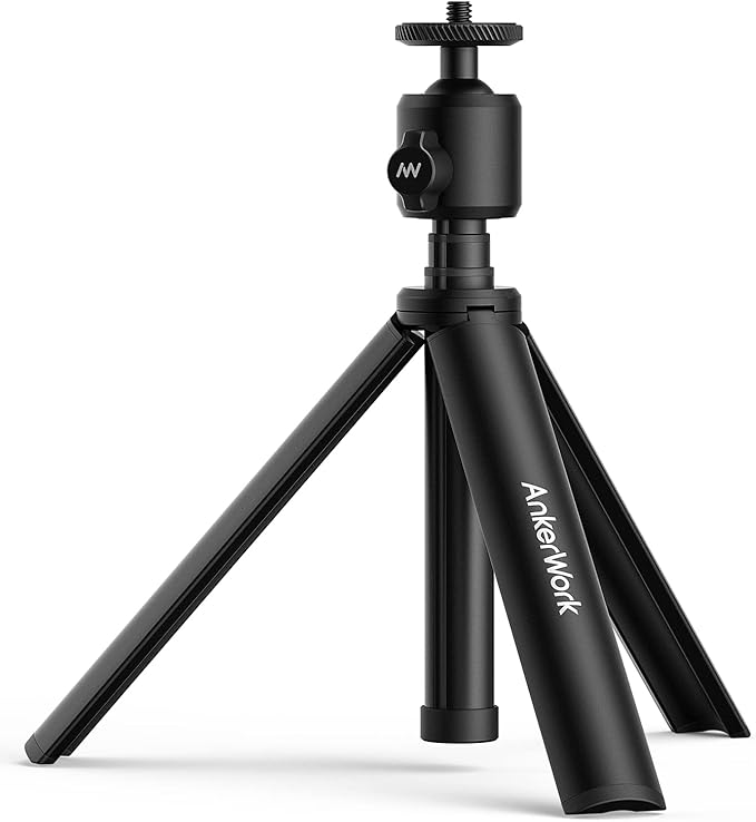 AnkerWork C310 4K Webcam &amp AnkerWork Mini Tripod 12MP 4K@60FPS HDR AI Auto Focus Framing Noise Canceling Mic Aluminum Black Compatible with Webcams Cameras up to 1.5kg