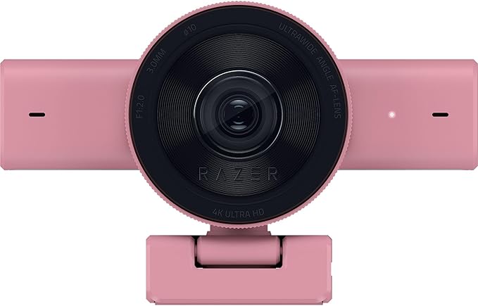 Razer Kiyo V2 Streaming Webcam: 4K 30 FPS 1080p 60 FPS - AI Powered Auto-Framing - Built-in Microphone - Ultrawide Angle Lens - Privacy Cover - Works with OBS Xsplit Discord Zoom Teams - Pink