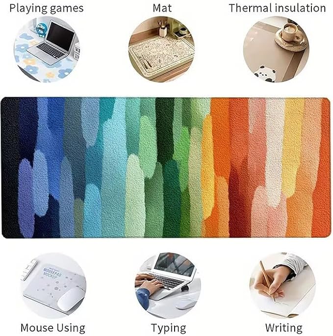 Mouse Pad XXL Stripe Oil Paint Gaming Mousepad 31.5x11.8x0.12 inch Mousepad with Stitched Edgeswith Non-Slip Rubber Base Improved Precision and Speed Waterproof Protector Desk Accessories K-9R68